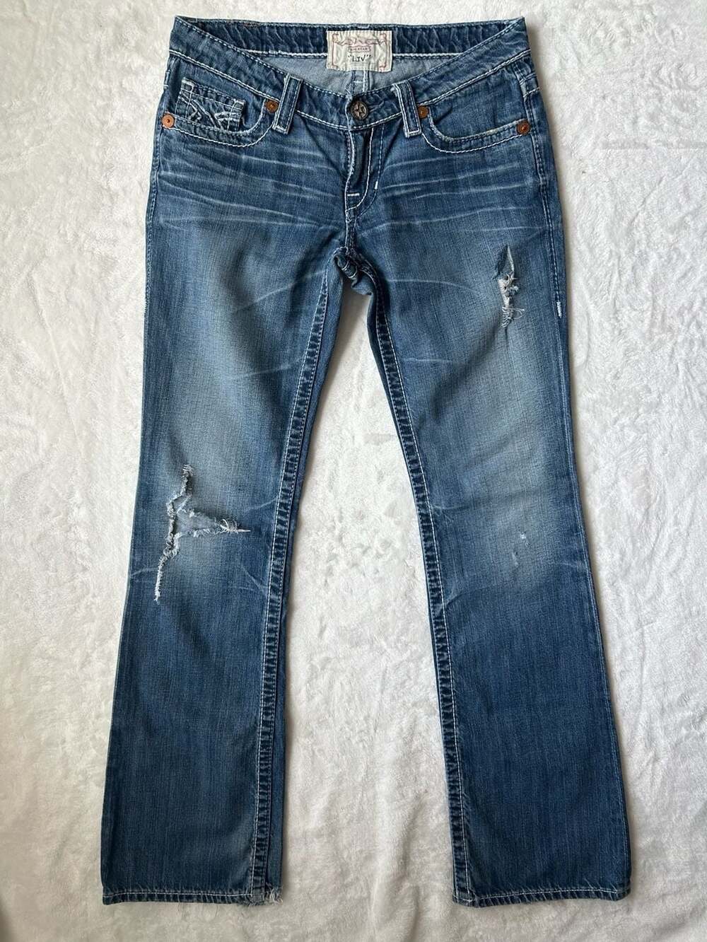 Big Star 'LIV' Women's Distressed Bootcut Blue Denim Jeans Size 28